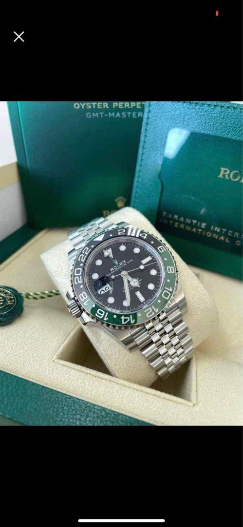 Rolex 2022 GMT-master 2 "sprite" jubilee (Category: Luxury Watches) located in Pasig City. Submitted by Watchaholics (Listing ID 1201831999, Image 2). Description: • 2022 Rolex GMT-Master II "Sprite" • Ref. 126720VTNR • Oyster, 40 mm, Jubilee • Bidirectional rotatable 24-hour graduated bezel. Two-colour green and black Cerachrom insert in ceramic, moulded numerals and graduations • Scratch-resistant sapphire, Cyclops lens over the date • Waterpro
