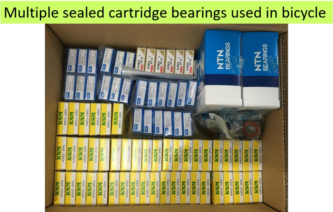 Sealed cartridge bearings used in bicycle/wheels hub, Sports Equipment