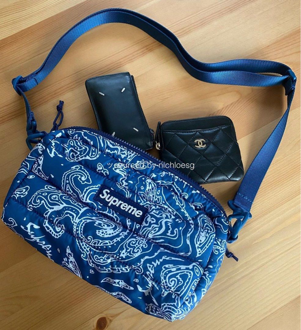 Supreme Puffer Side Bag Blue Paisley