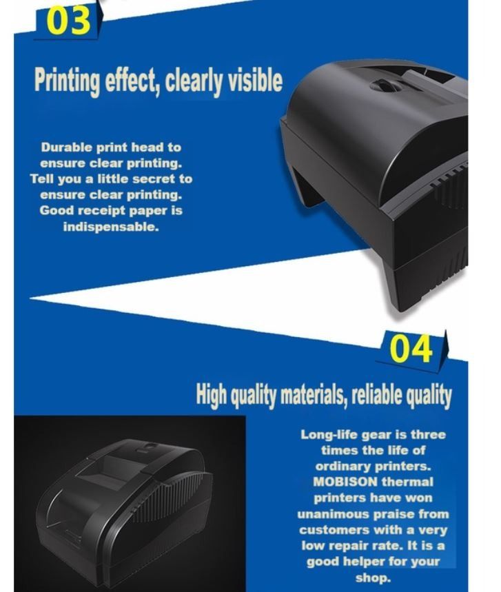 Thermal Label Printer POS Printer 58MM Portable Receipt Label Printer