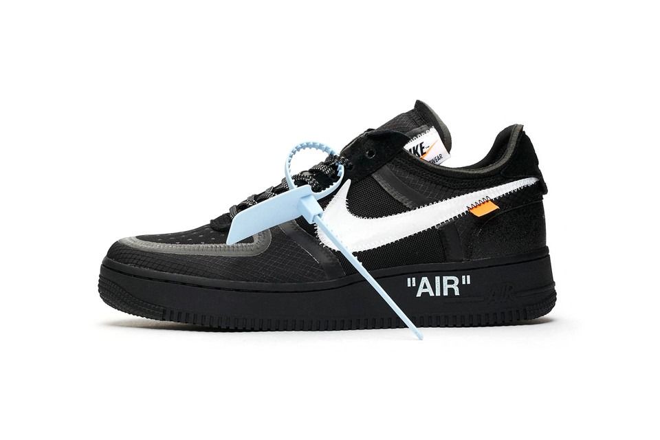 US10 Nike OFF WHITE x Air Force 1 Low Black Luxury Sneakers