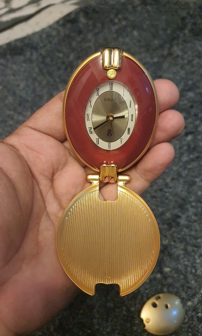 Vintage emuair hand clock alarm with stone, Luxury, Accessories on