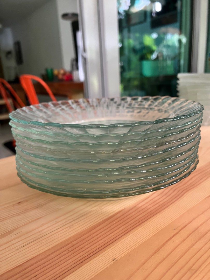 Vintage glass dinner plates, Furniture & Home Living, Kitchenware