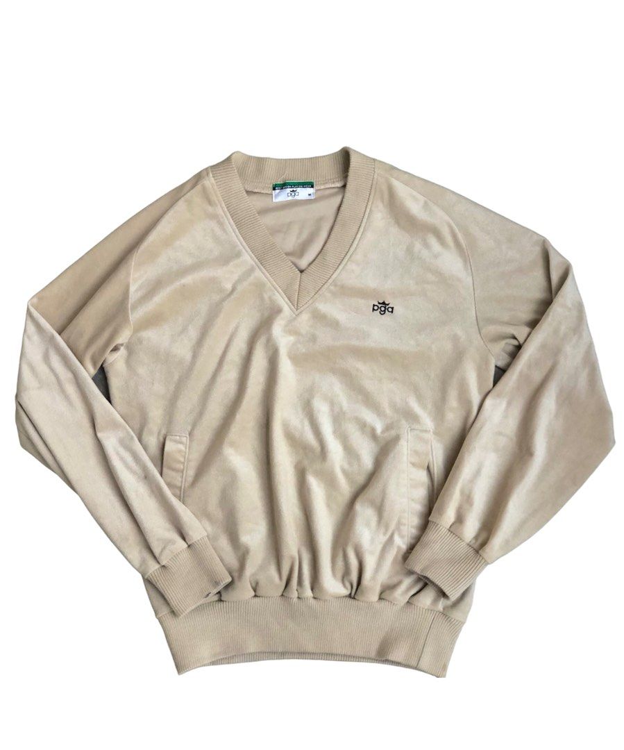 V-Neck Beige Sweater, Men's Fashion, Coats, Jackets and Outerwear on Carousell