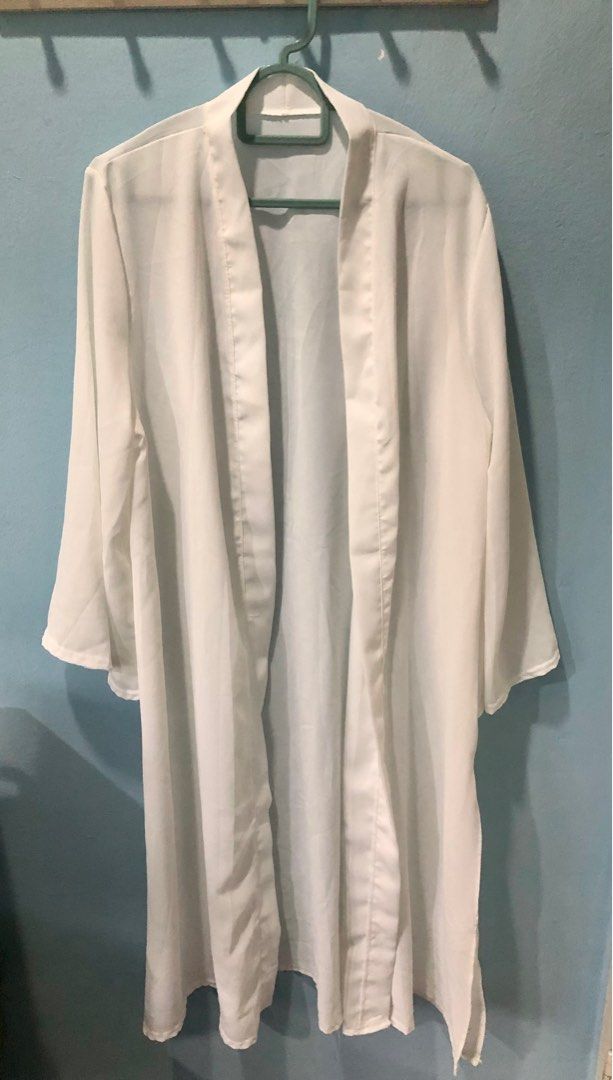 Long white cheap chiffon cardigan