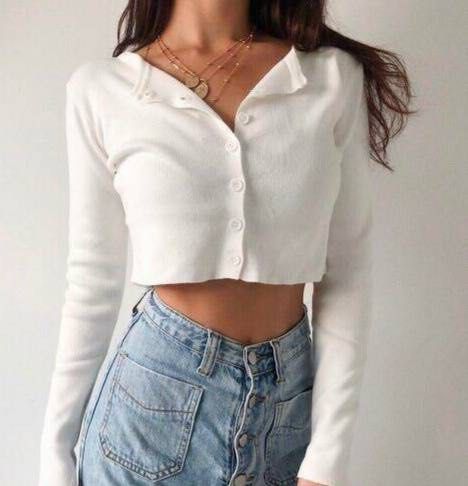 White discount cropped cardigan