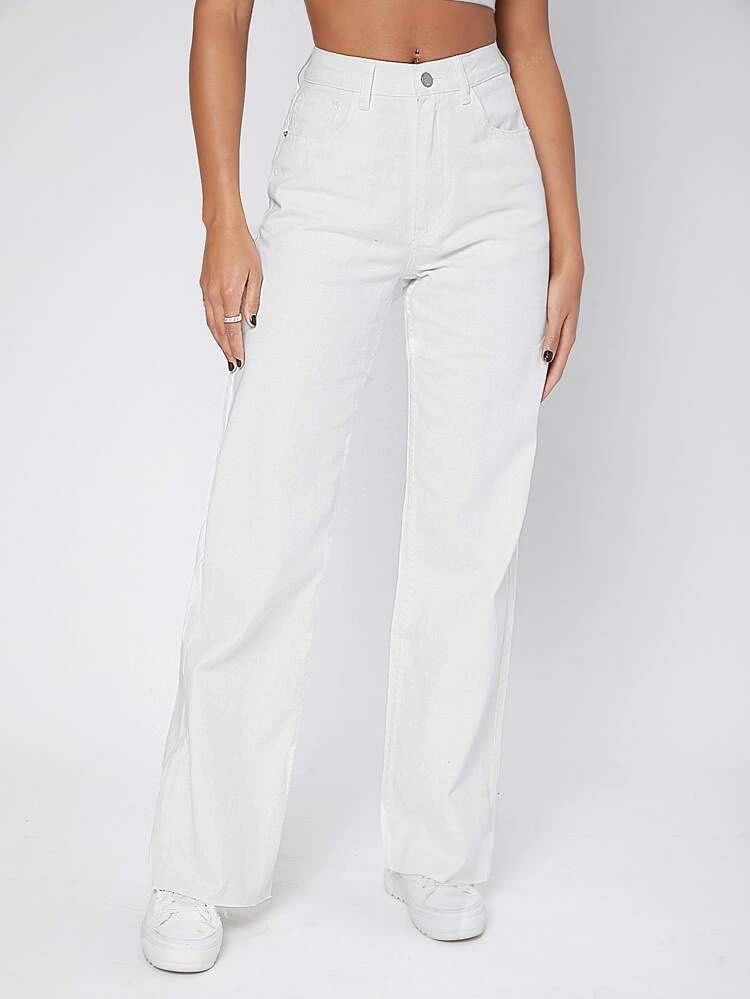 high rise white jeans
