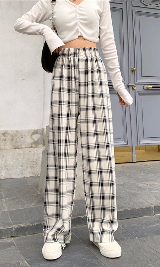 White new arrivals checkered pants
