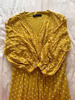Yellow Polka Dot Midi Dress