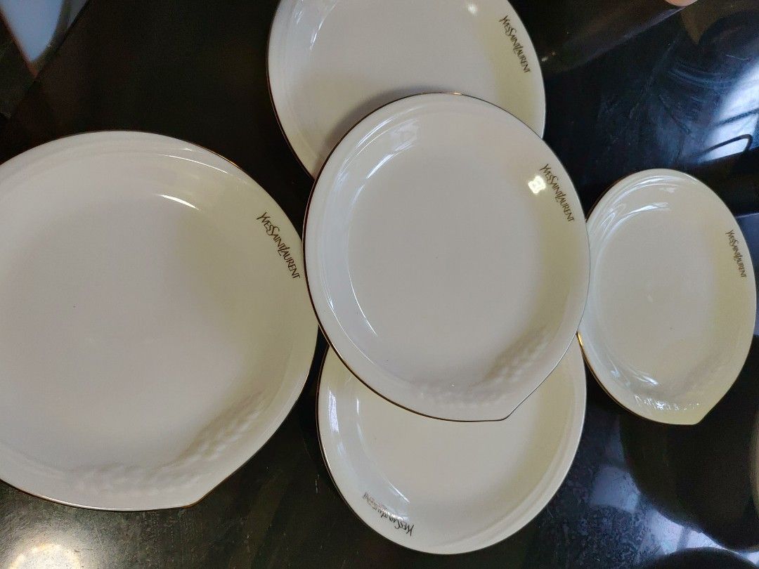 YSL Dessert Plates, Furniture & Home Living, Kitchenware & Tableware