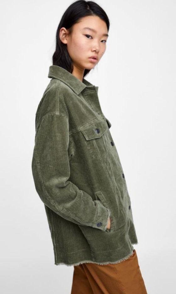 Zara Green Corduroy Jacket, Women's Fashion, Coats, Jackets and ...