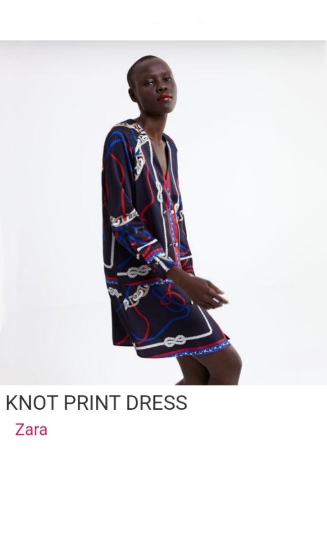 Zara knot hot sale print dress