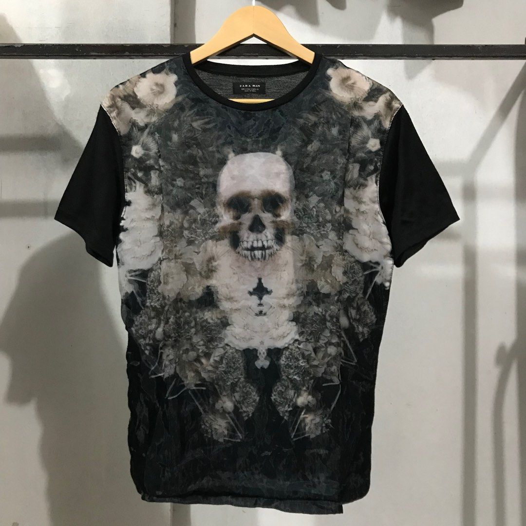 zara man skull t shirt