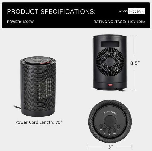 3262] 1200-Watt Electric Ceramic Space Heater with Fan, Thermostat and Auto  Oscillating in Black, TV u0026 Home Appliances, Air Conditioners u0026 Heating on  Carousell