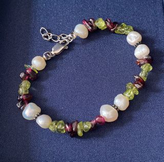 ($100/3件,自由配搭)Silver 純銀 天然淡水珍珠水晶石榴石手鏈 計埋鏈尾3cm全長17.5cm64212407289091110
