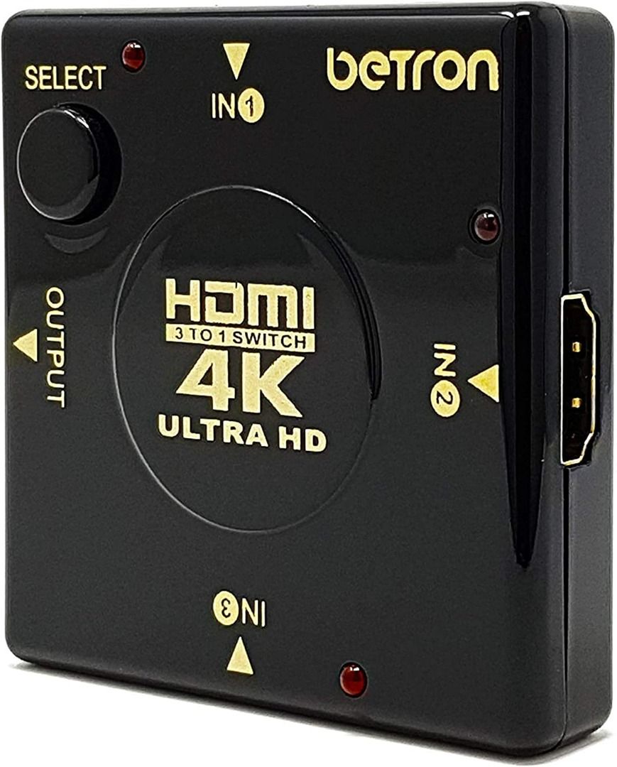 HDMI Switch 4K@60Hz 3 in 1 Out, HDMI Splitter with 𝟯.𝟮𝙁𝙏 Long Cable, 3  Port Hdmi Switcher Box Supports Full HD 4K 1080P 3D, HDMI Switch Selector  for