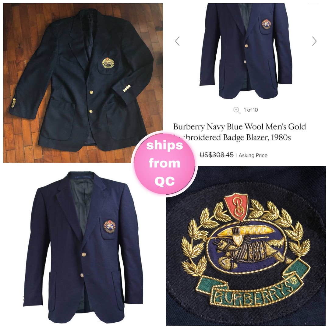 ☻ BURBERRY Navy Blue Wool Men's Gold Embroidered Badge Patch Structured  Blazer Coat Jacket | AUTHENTIC BURBERRYS | Vintage Retro Designer Luxury  Formal Office Suit Work ☻, Luxury, Apparel on Carousell