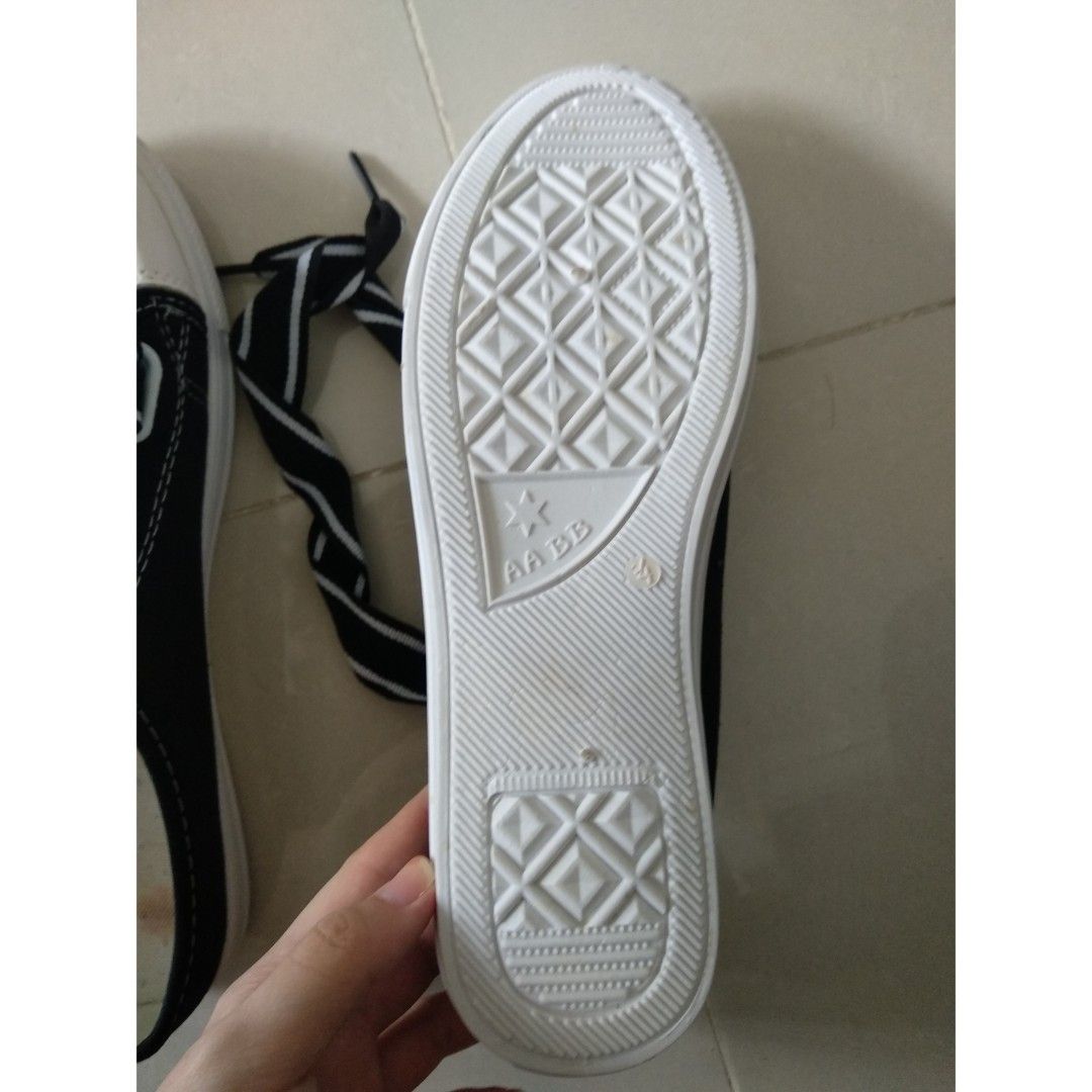 White canvas top mule sneakers