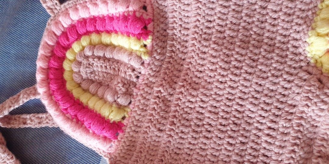 Boho rainbow crochet outfit for photoshoot and monthly milestone