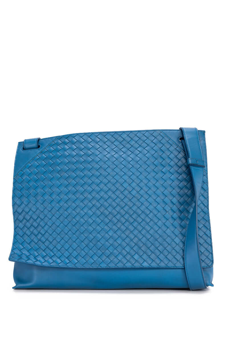 Bottega Crossbody Bag Intrecciato Leather Blue oxluxe, Luxury