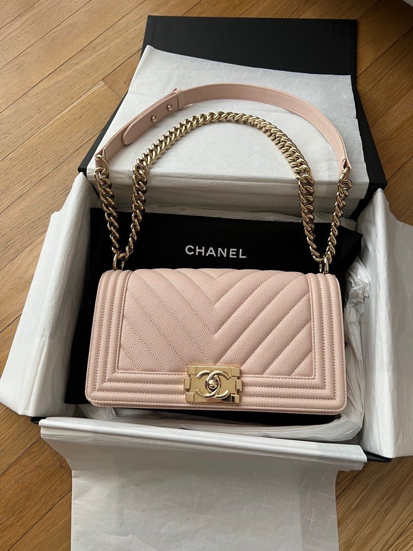 Chanel Boy Bag light pink , Luxury, Bags & Wallets on Carousell