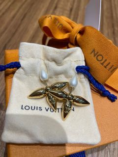Louis Vuitton Monogram Louisette Stud Earrings, Gold