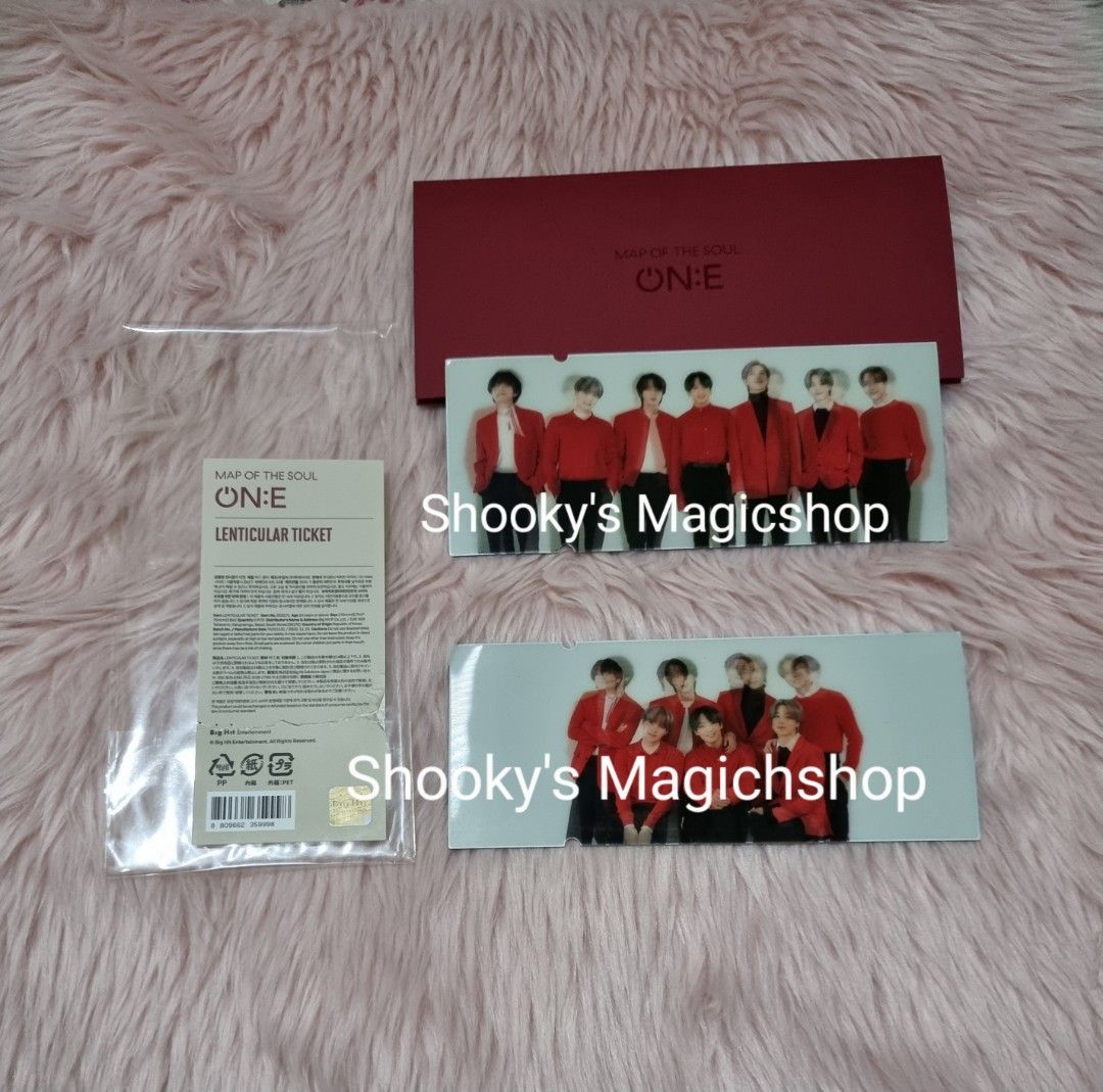 BTS MOTS ON:E Lenticular Ticket (Category: Events Tickets) located in Quezon City. Submitted by shookys.magicshop (Listing ID 1201886209, Image 1). Description: BTS MOTS ON:E Lenticular Ticket good condition, 2 pcs 800 payo ❌️ Bogus buyer / Joy reserver.