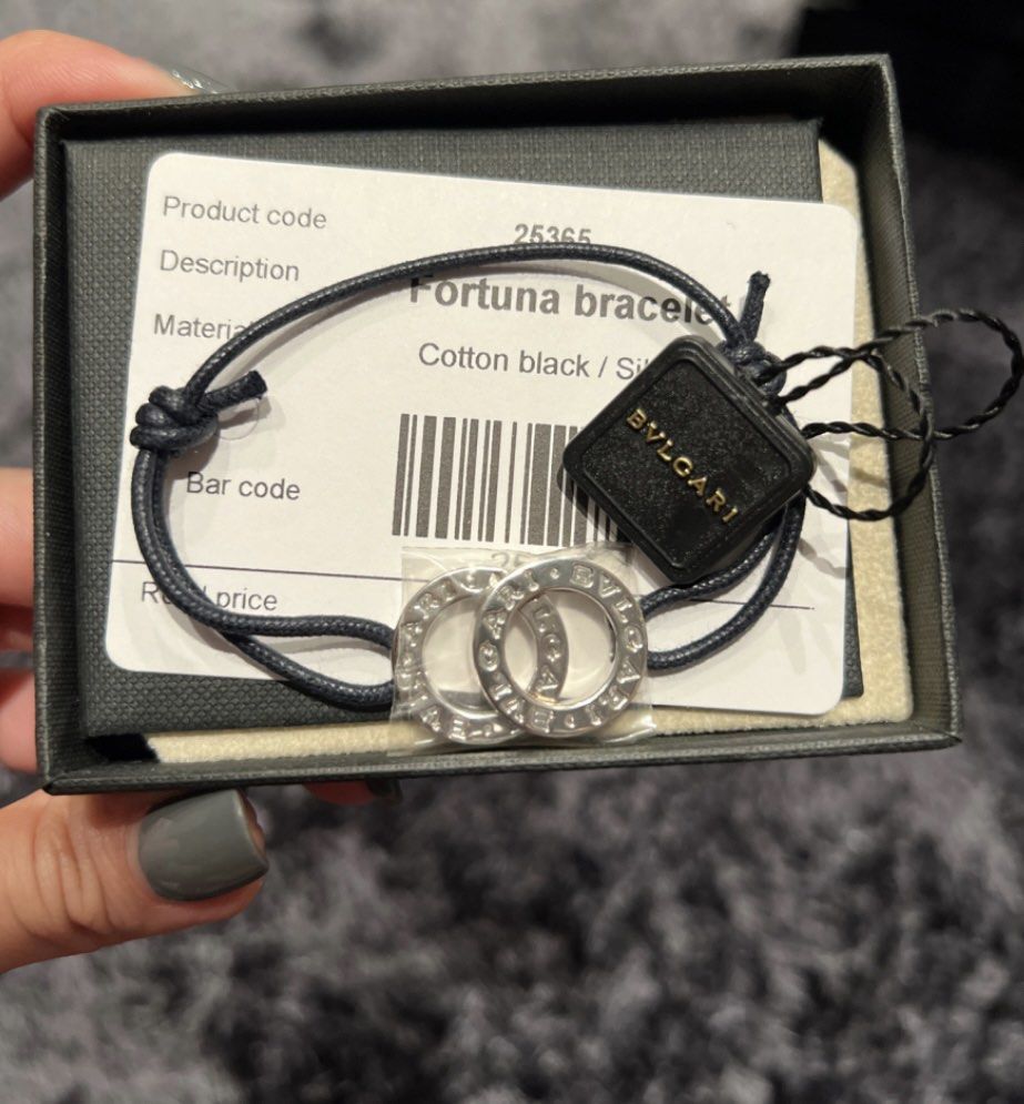 BVLGARI BVLGARI bracelet in black fabric with the iconic double logo in sterling silver