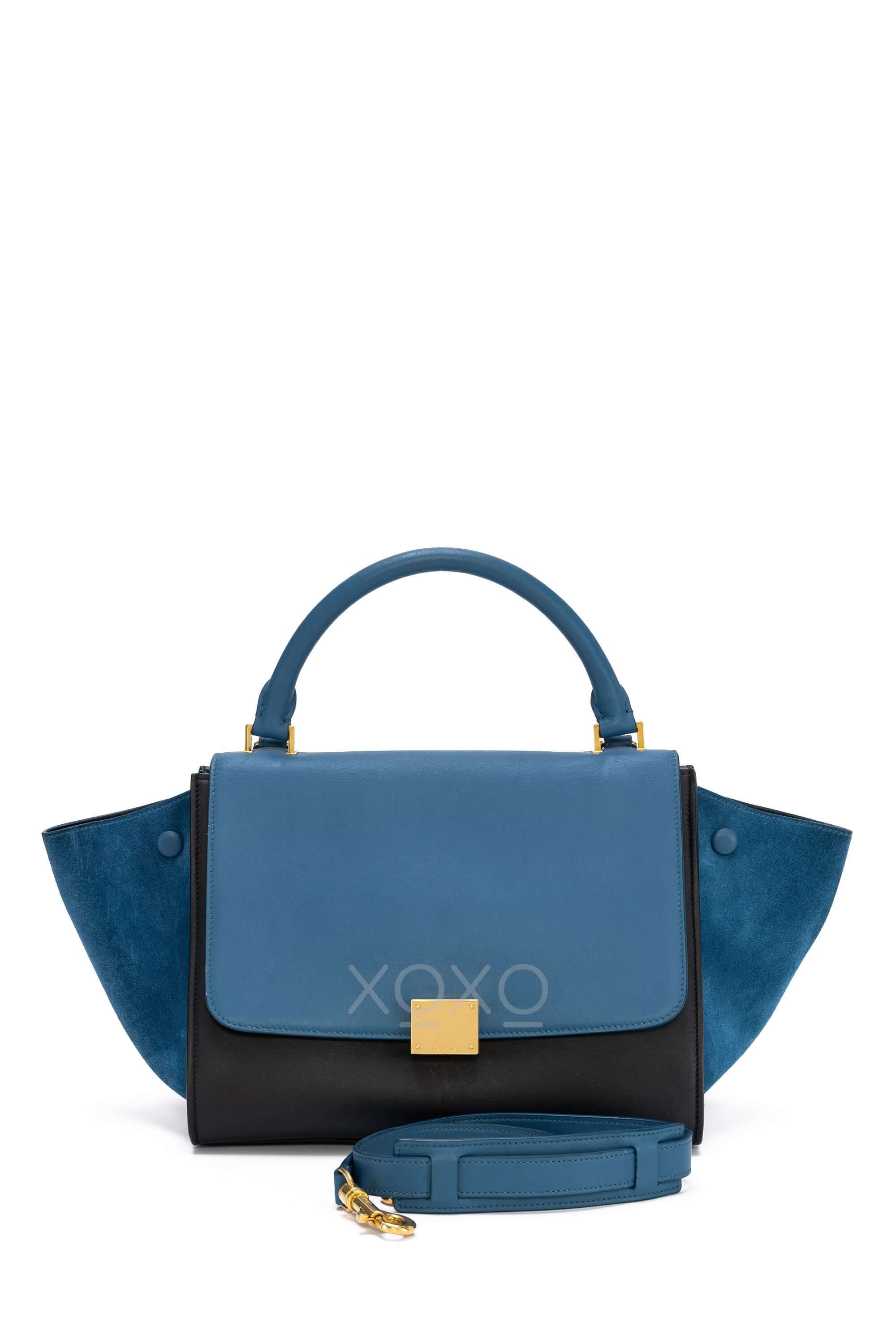 Celine Trapeze Small Bag Calfskin Blue and black oxluxe Luxury