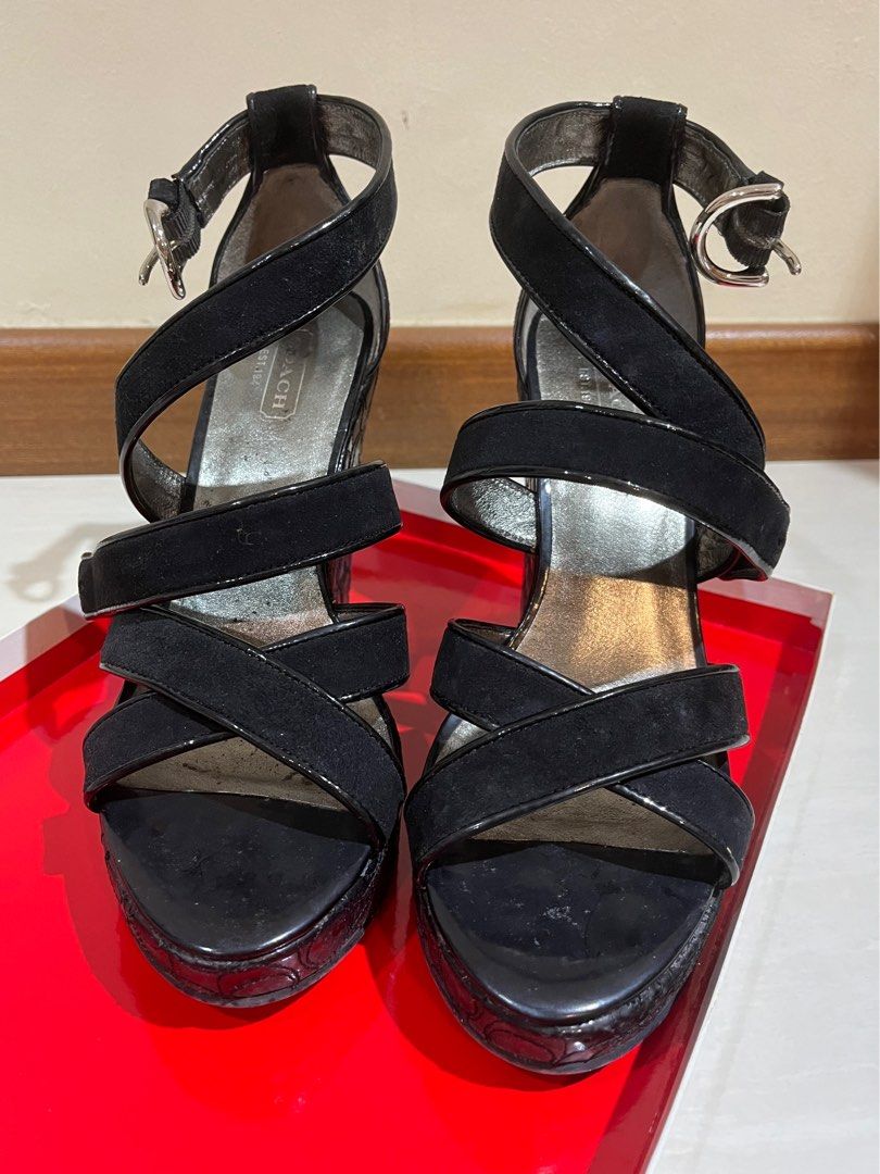 Coach hot sale black wedges