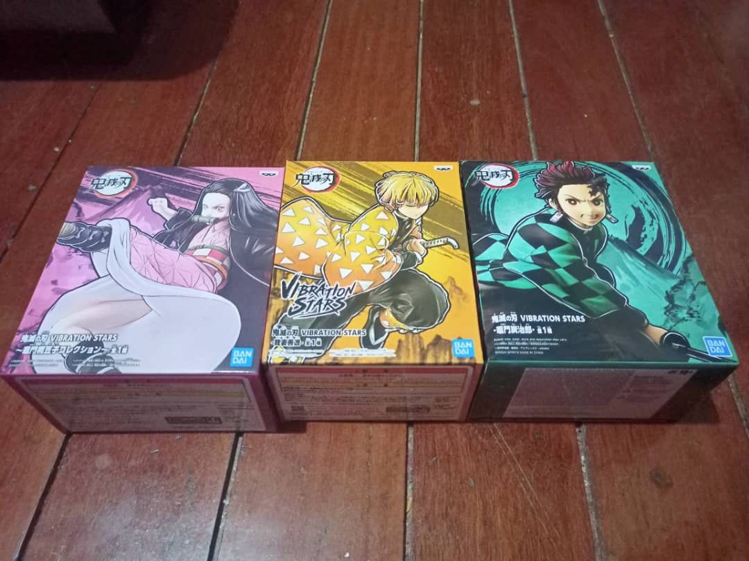 Demon Slayer Figures (Category: Figurines & Statues) located in Kuching. Submitted by samwitwickyyy (Listing ID 1201922607, Image 1). Description: Each for RM70, buy all RM200 Postage fee, negotiable.