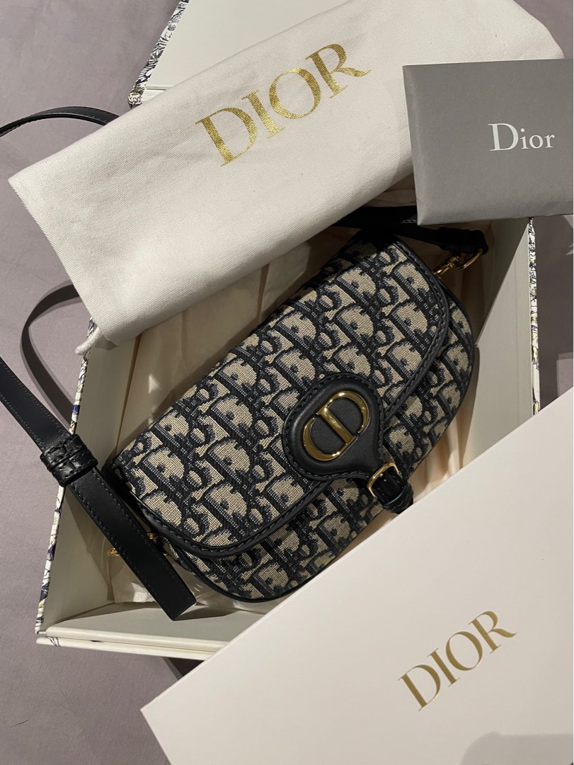 Christian Dior Bobby Bag Medium Blue Oblique, Luxury, Bags & Wallets on  Carousell