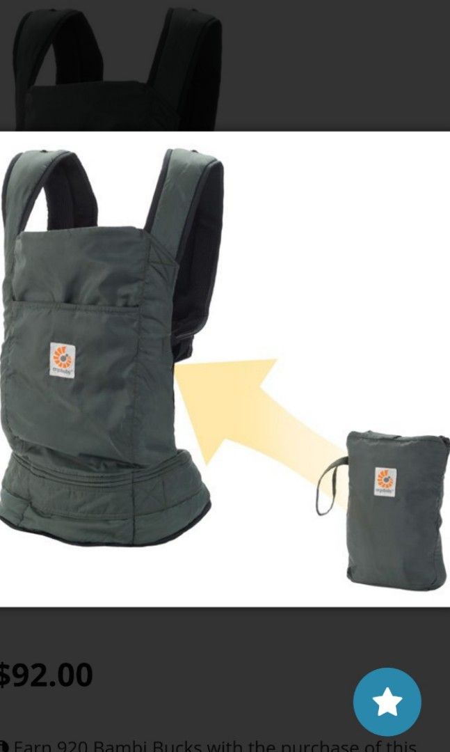 Ergobaby Travel Stowaway Carrier Olive