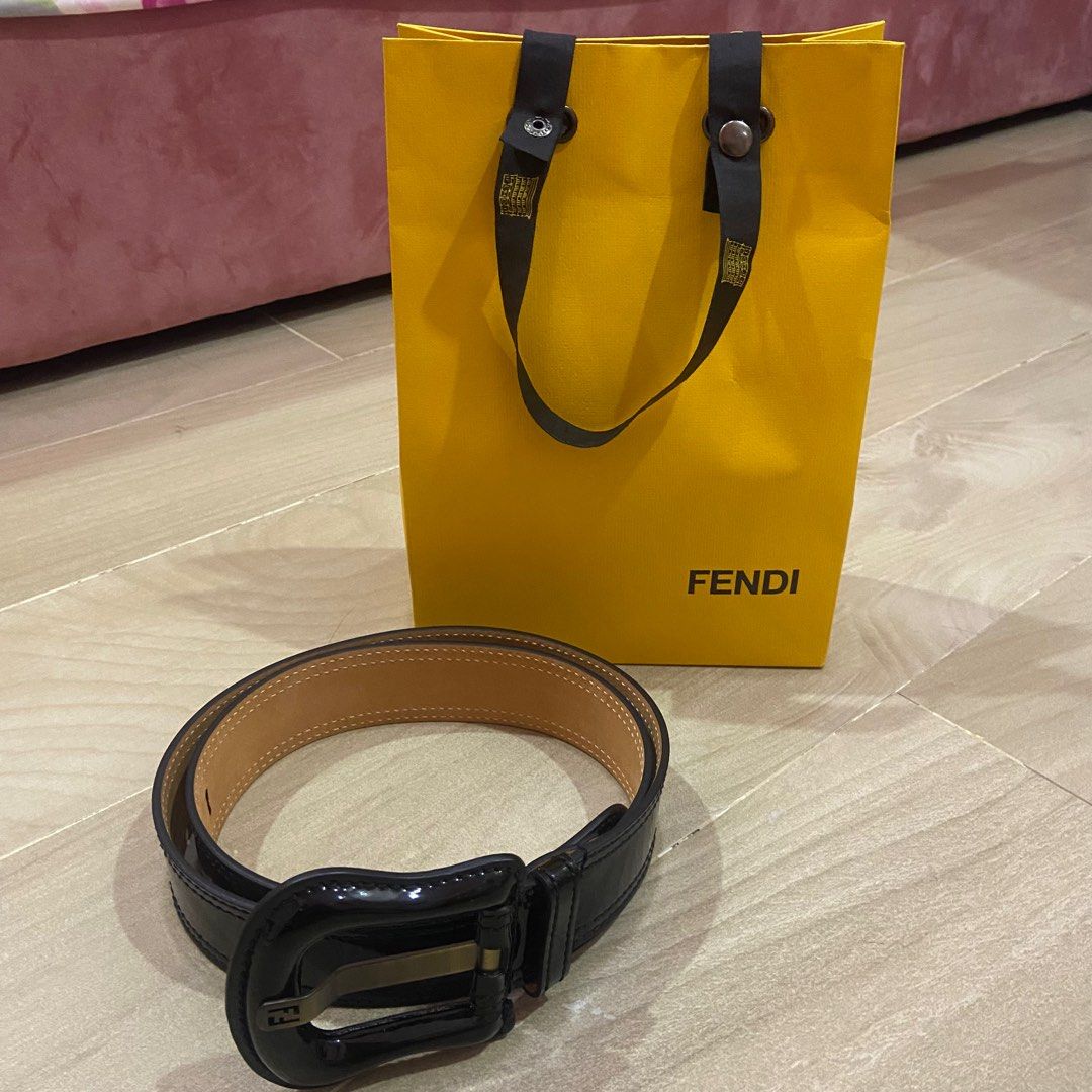 Black and yellow fendi belt sale