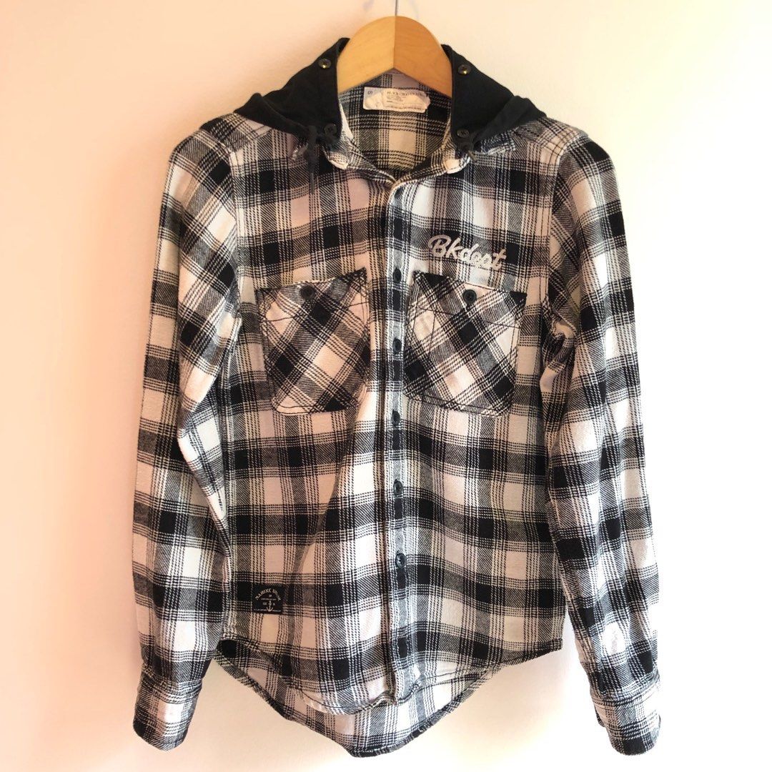 Checkered shirt with hoodie clearance