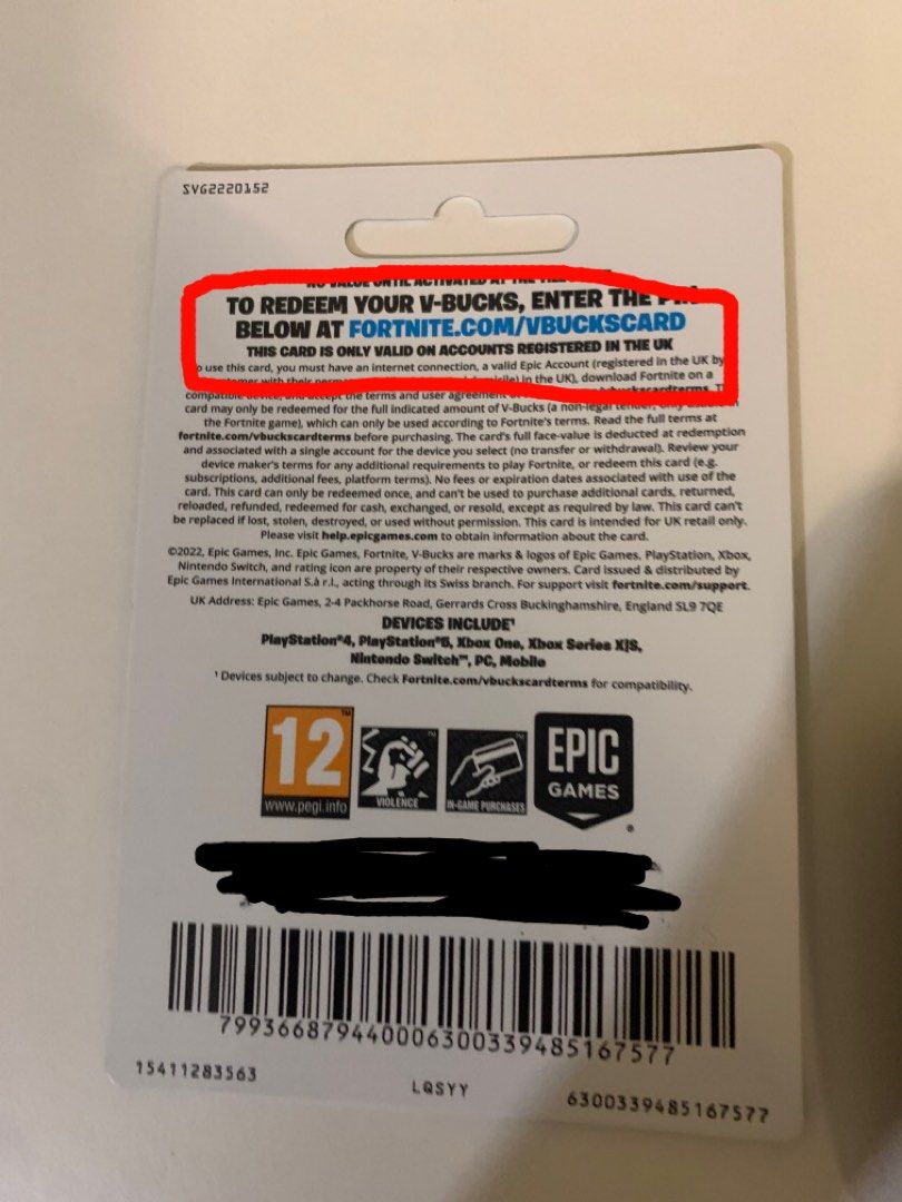 Fortnite 1000 vbucks gift card, Video Gaming, Gaming Accessories, Game