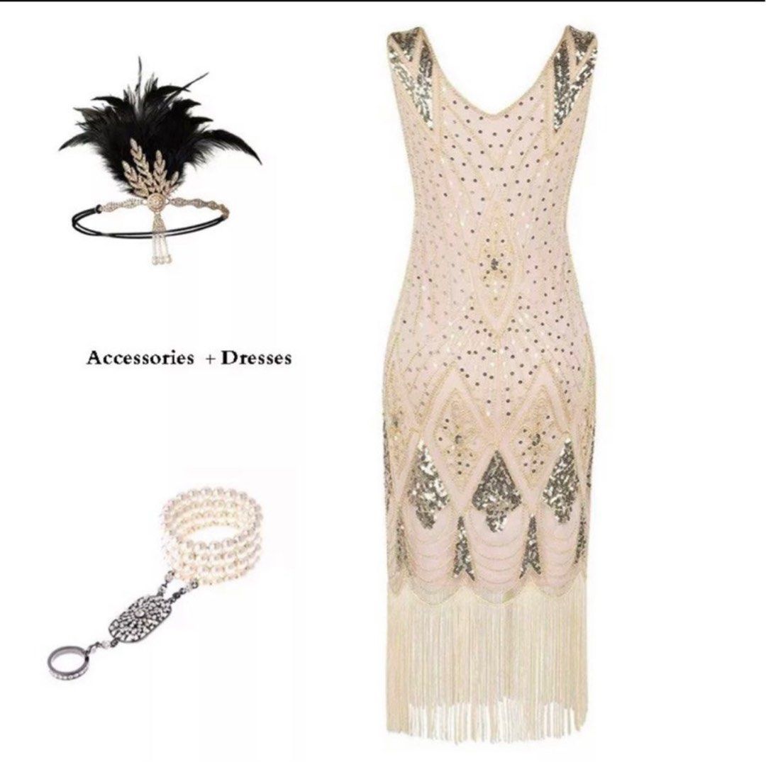 Great Gatsby Set with Accessories Set, Women's Fashion, Dresses & Sets ...