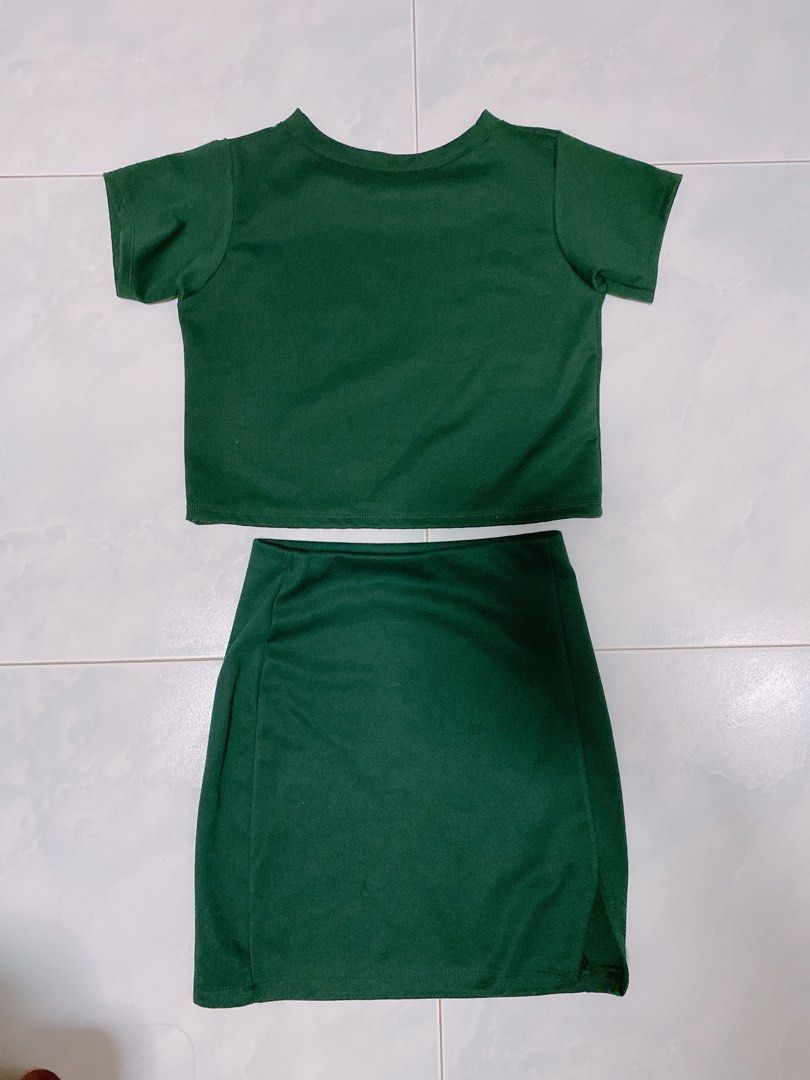 Green top & skirt, Women's Fashion, Dresses & Sets, Sets or Coordinates