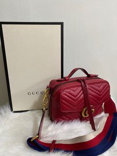 GUCCI MARMONT RED BELT BAG, Luxury, Bags & Wallets on Carousell