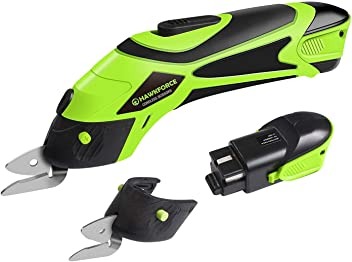 Hawkforce Electric Scissor with 2 PCS Cutting Blades,4V Li-Ion Rechargeable  Battery Cordless Power Scissors