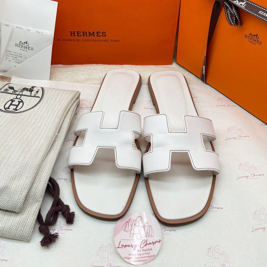 Hermes Oran Sandals White 39 Women s Fashion Footwear Flats