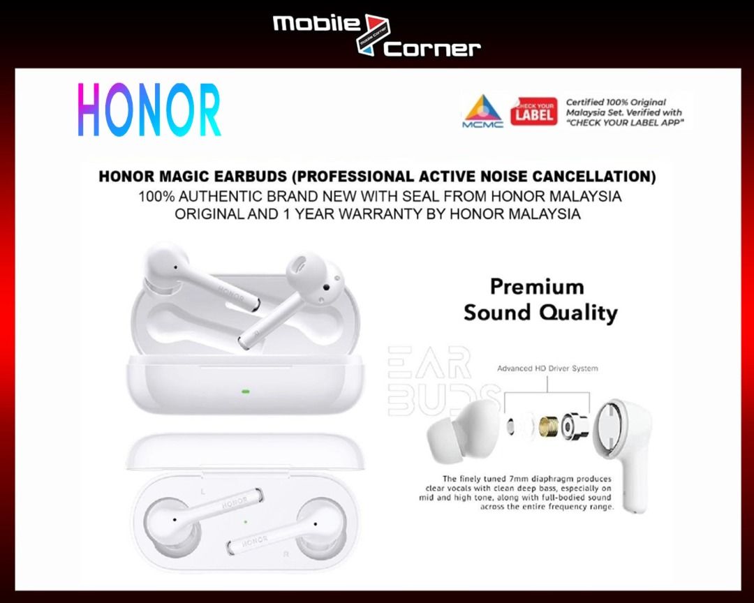 Honor magic store earbuds pearl white
