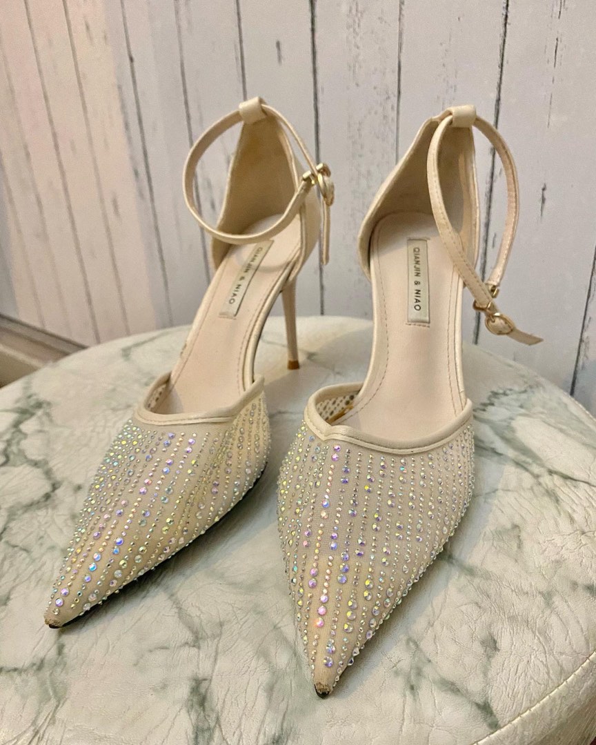 Cream studded heels 2025