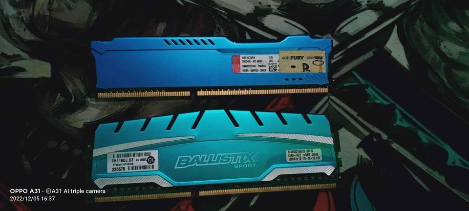 HyperX Fury and Ballistix DDR3 1600mhz 4GB RAM Computers Tech