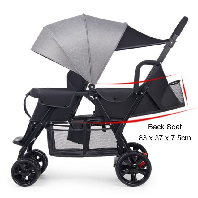 iDS FULL Rubber Wheels Reclining Twin Stroller Double Stroller Dual Stroller Front Back Easy Foldable Big Lockable Wheels Babies Kids Going Out Strollers on Carousell