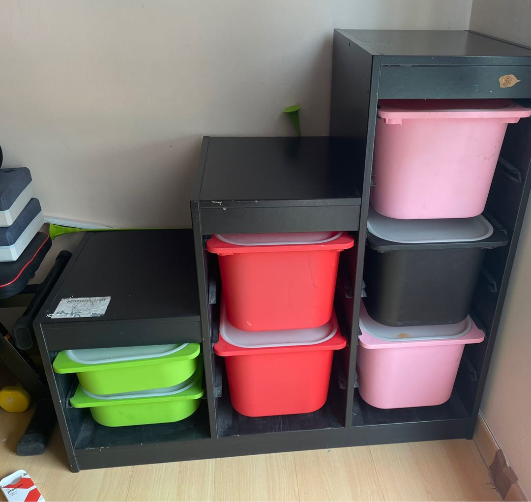 Ikea with storage boxes, Furniture & Home Living, Furniture