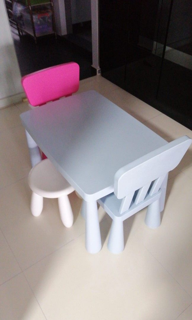 Ikea kid table,chair and stool, Babies & Kids, Baby Nursery & Kids