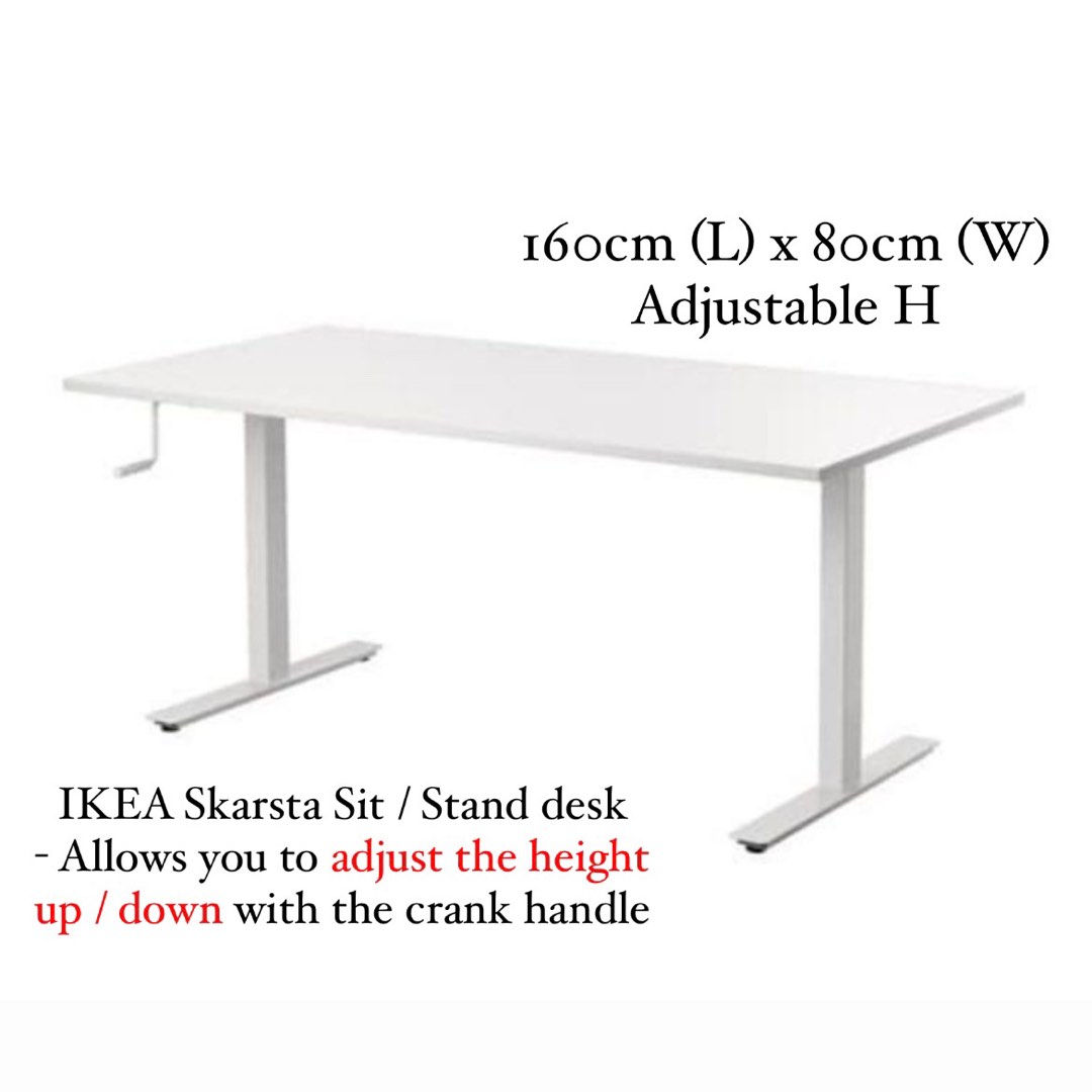 Ikea Sit / Stand desk white skarsta, Furniture & Home Living