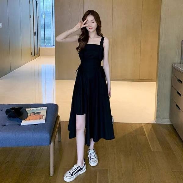 Plain black work dress discount