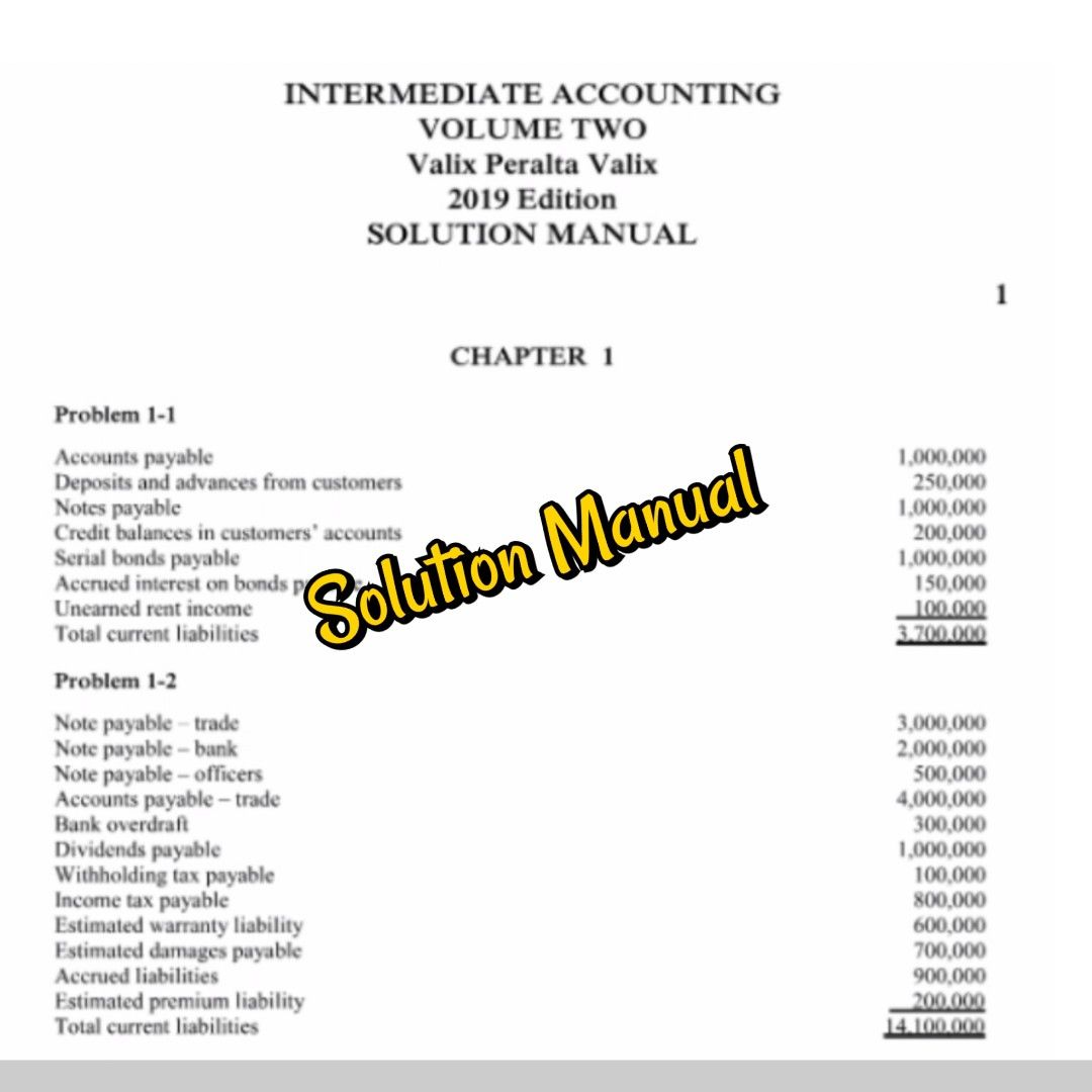 Intermediate Accounting 2 VALIX 2019 PDF Book and Solution Manual